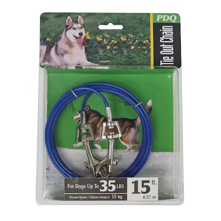 Orrville PDQ Blue / Silver Tie-Out Vinyl Coated Cable Dog Tie Out Medium Q231500099